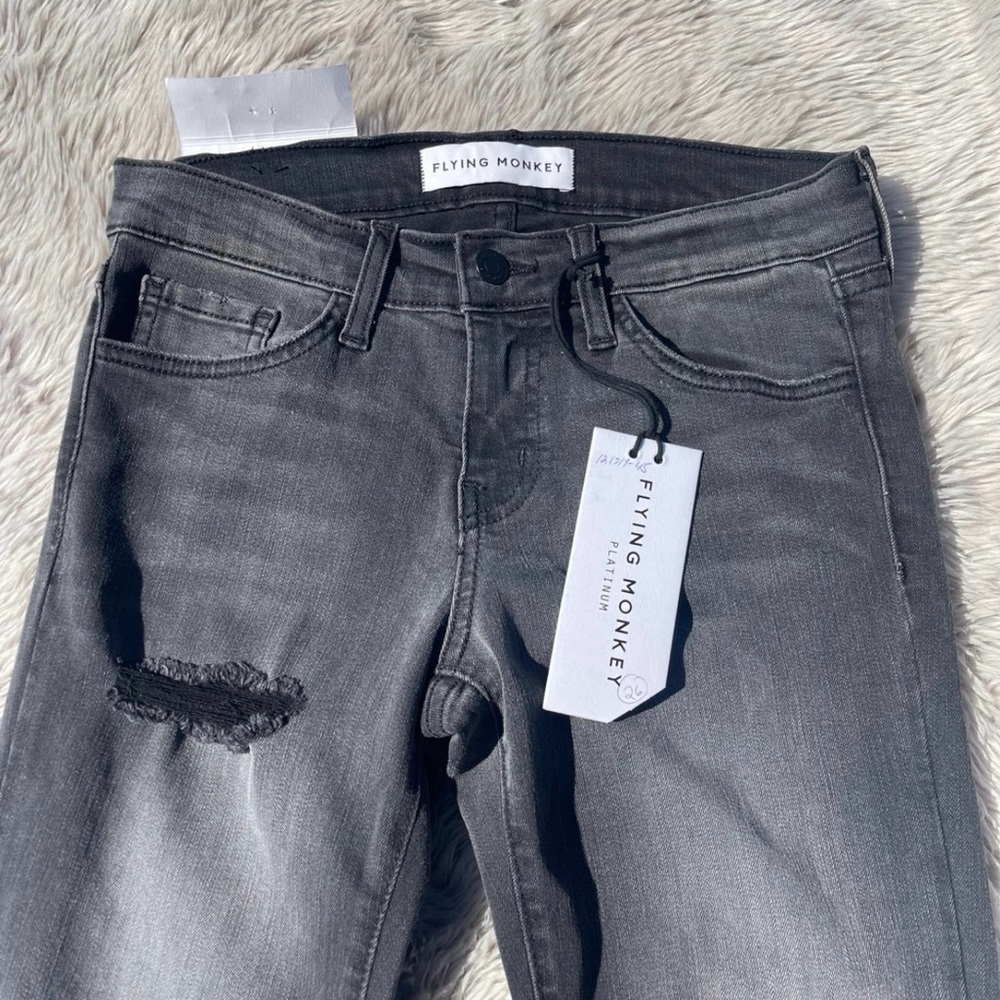 Flying Monkey size 26 Charcoal Distressed Denim